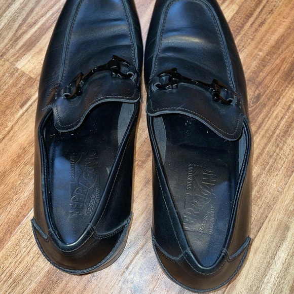 Ferragamo Men's 9 D Loafers black foster slip on leather Italian business casual - Picture 11 of 12